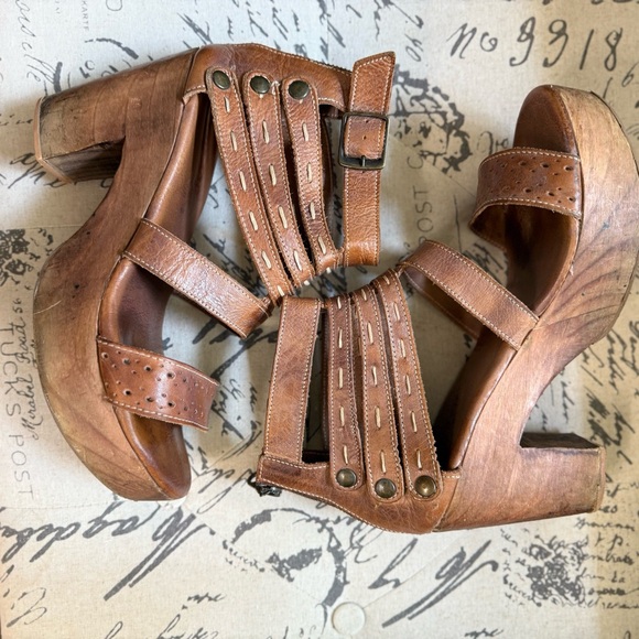 BED|STU Women's leather platform sandals. Size 9. - Picture 2 of 8